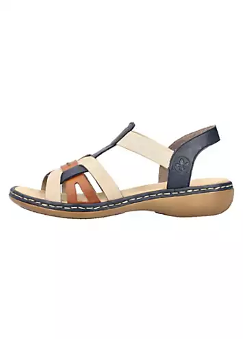 65918 Ladies Multi Elasticated Sandals by Rieker | Look Again