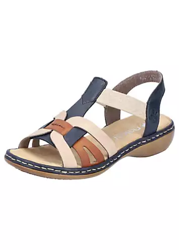 65918 Ladies Multi Elasticated Sandals by Rieker | Look Again