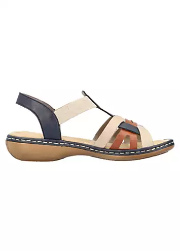 65918 Ladies Multi Elasticated Sandals by Rieker | Look Again