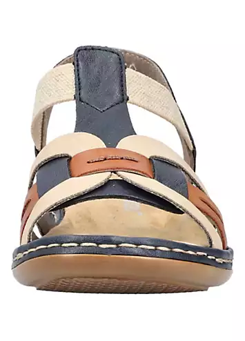 65918 Ladies Multi Elasticated Sandals by Rieker | Look Again