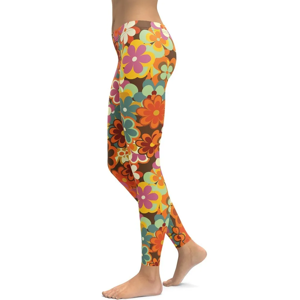 70s Flower Pattern Leggings