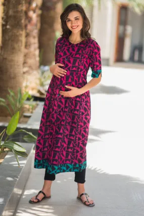 Abstract Cider Maternity and Nursing Cotton Kurta