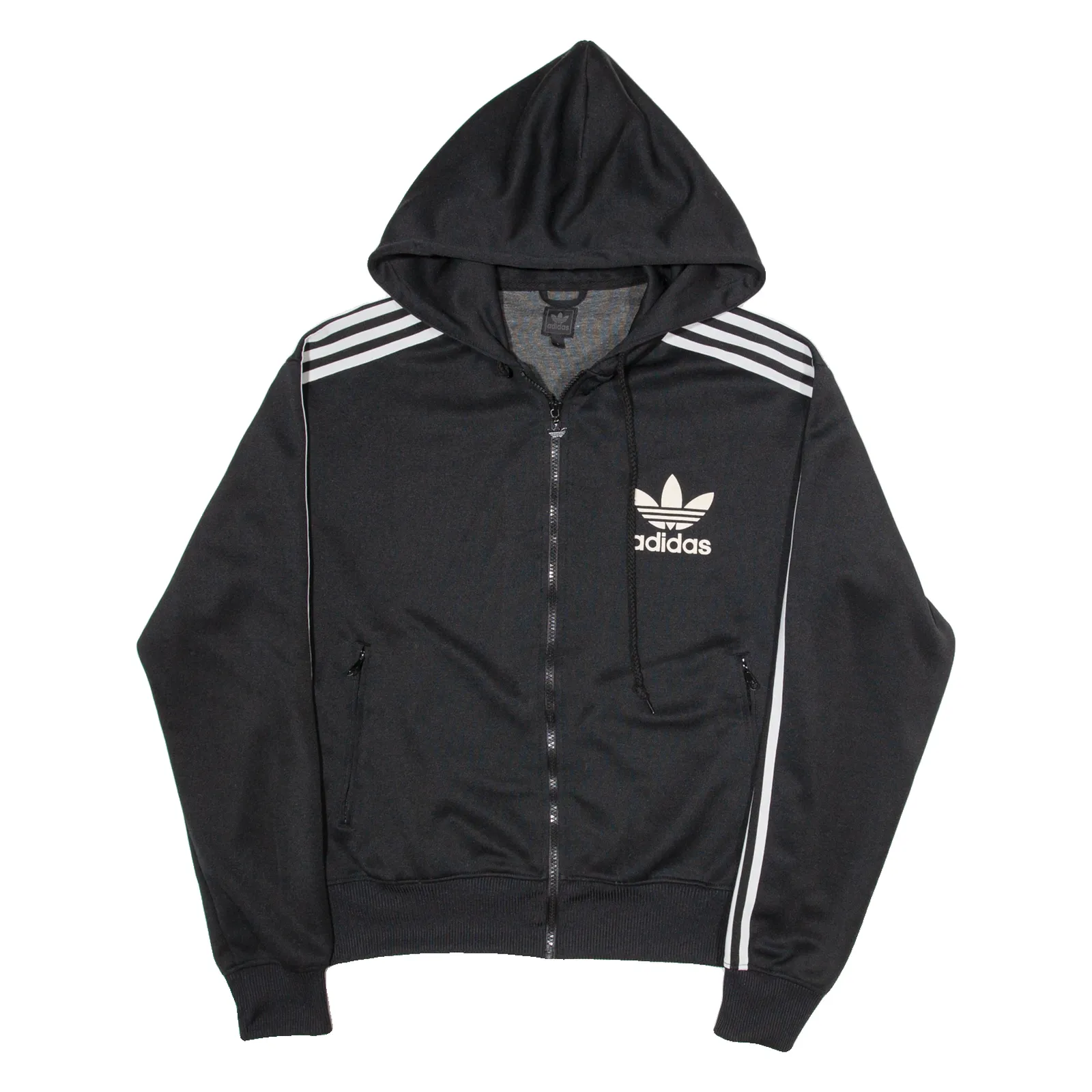 ADIDAS Womens Track Jacket Black Hooded L