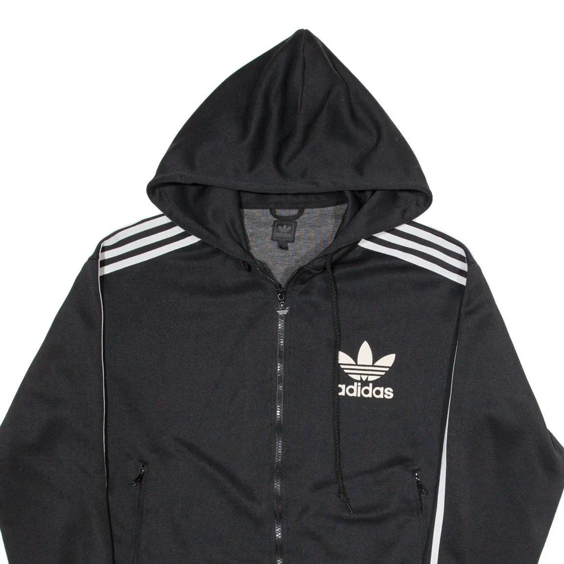 ADIDAS Womens Track Jacket Black Hooded L