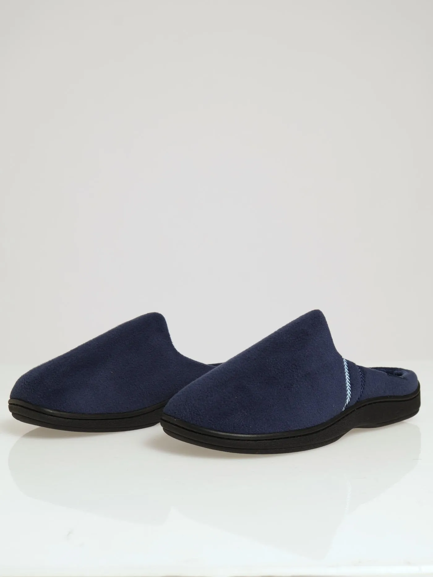 Alex Molded Open Back Fleece Slipper - Navy