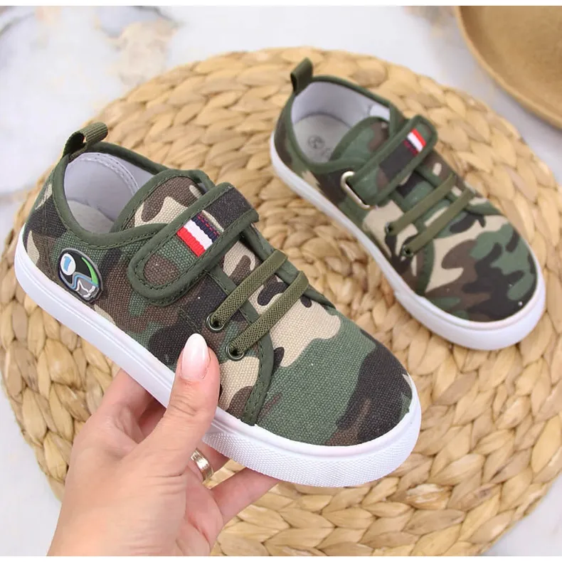 Atletico camo velcro children's sneakers green