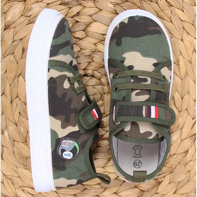 Atletico camo velcro children's sneakers green