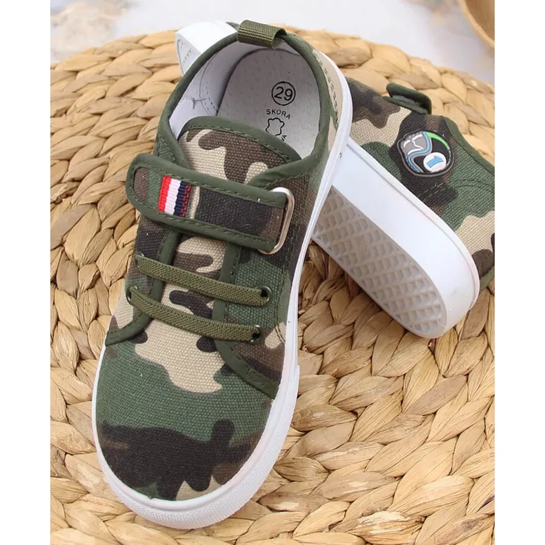 Atletico camo velcro children's sneakers green