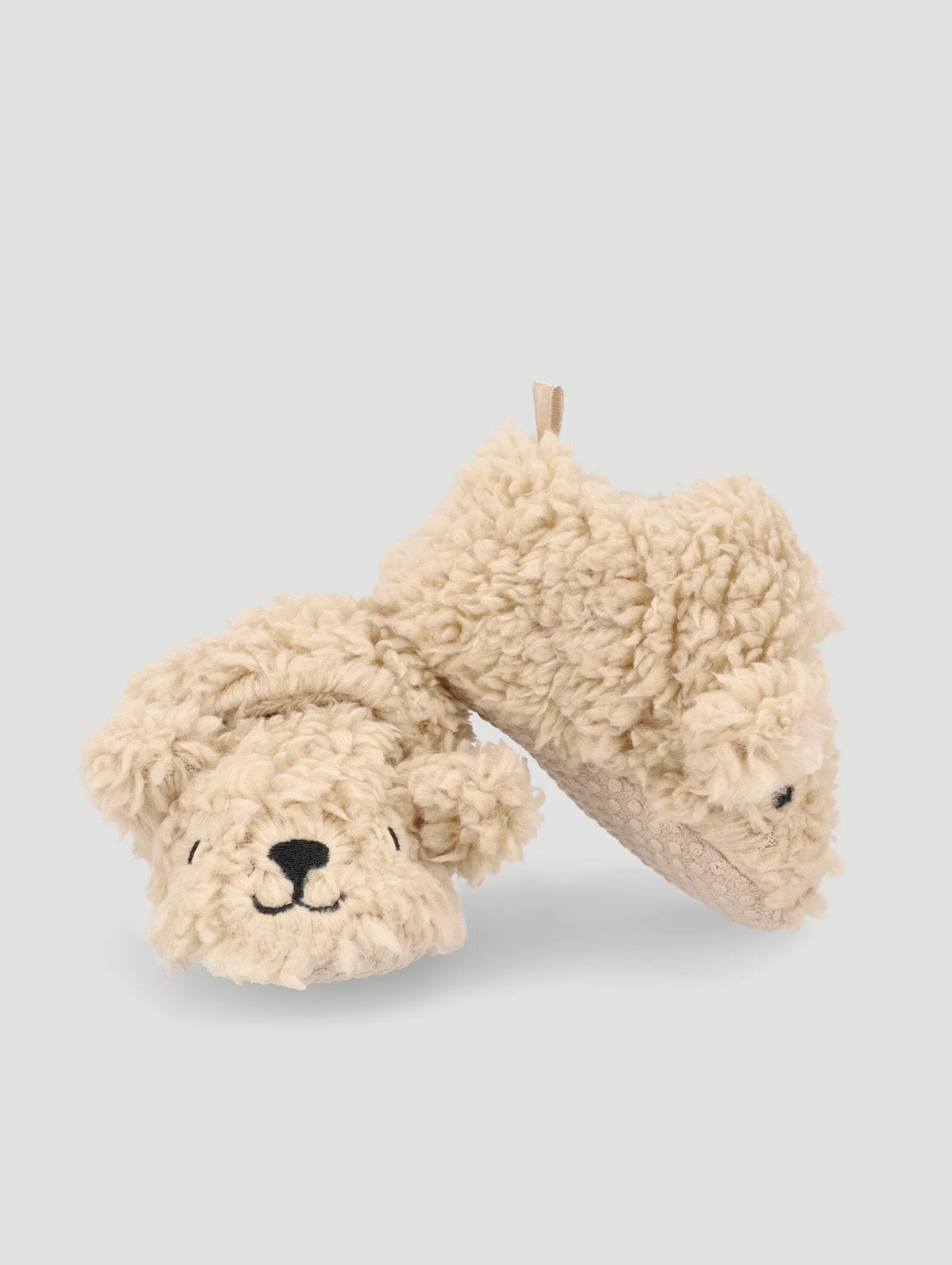 Baby Boys Bear Face Slipper - Stone