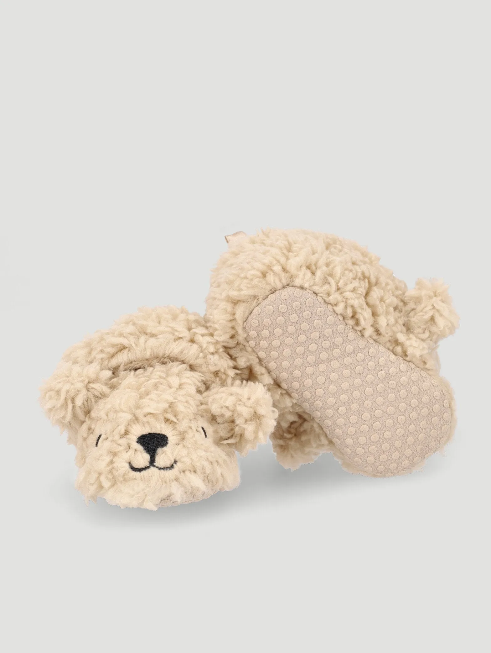 Baby Boys Bear Face Slipper - Stone