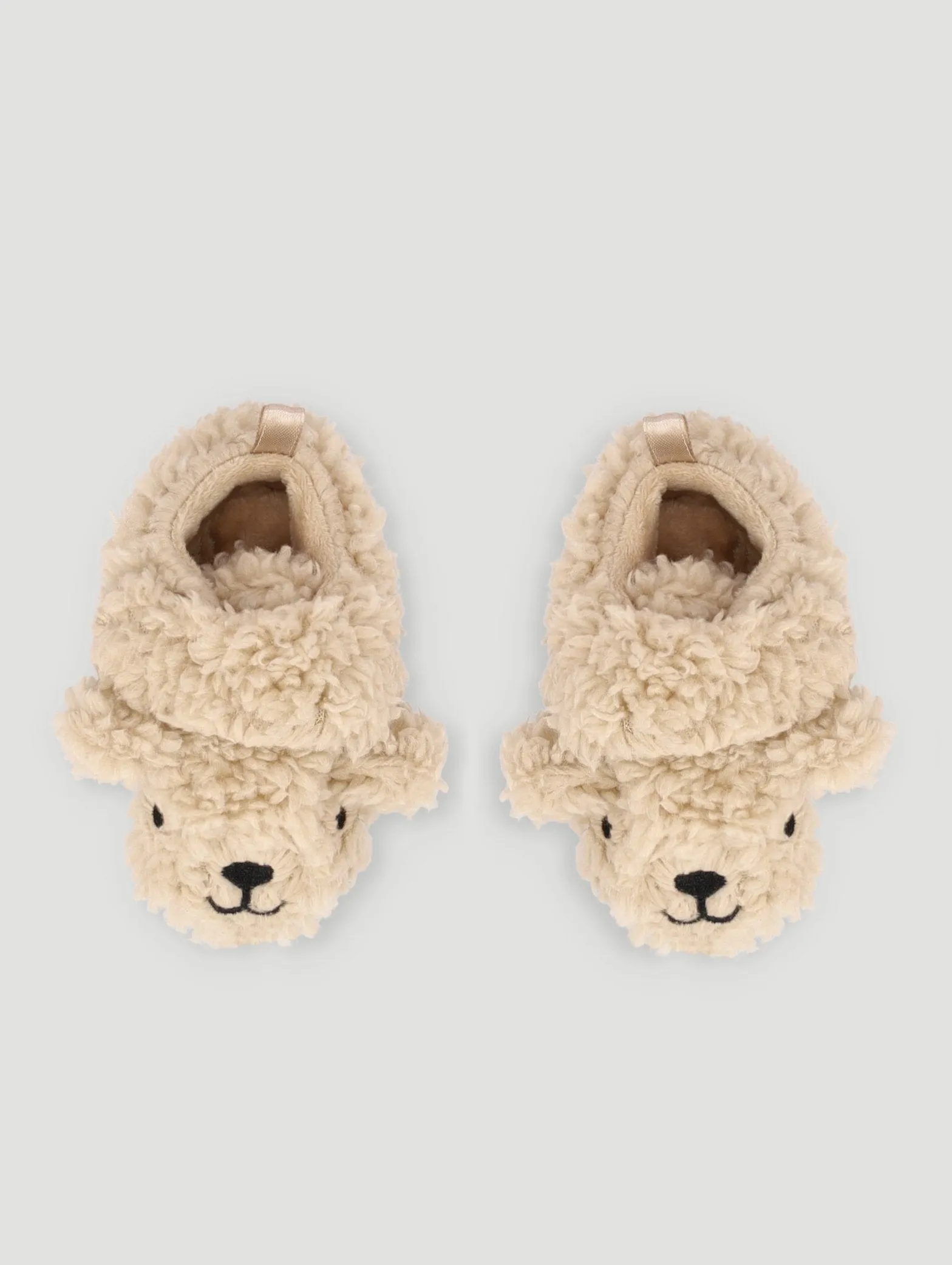 Baby Boys Bear Face Slipper - Stone