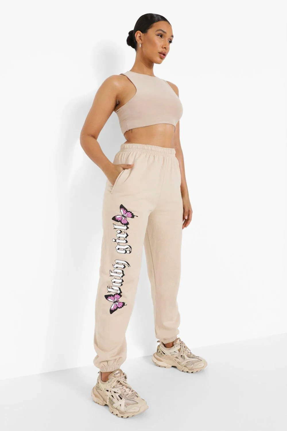 Baby Girl Butterfly Print Joggers