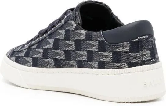 Bally geometric-print leather sneakers Blue