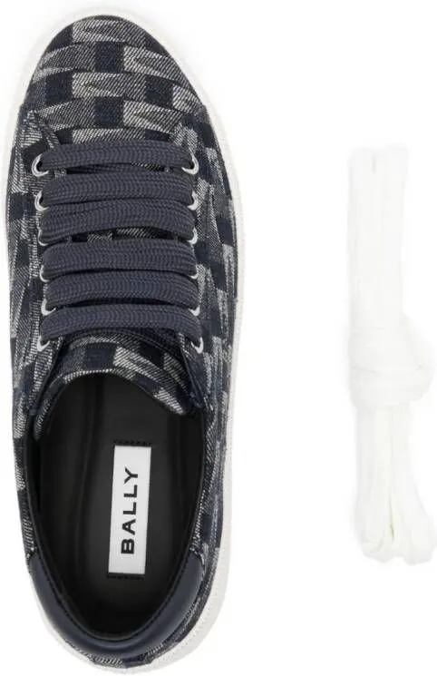 Bally geometric-print leather sneakers Blue