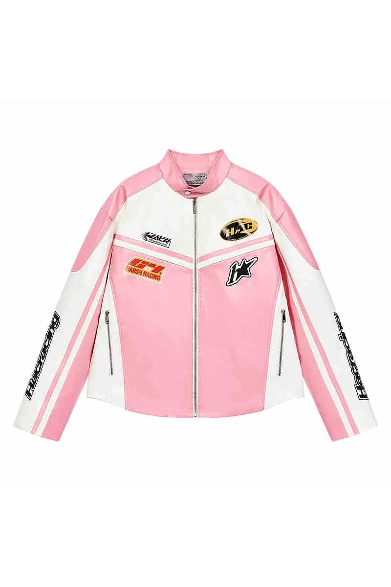 Barbie Pink Embroidered Racing Jacket