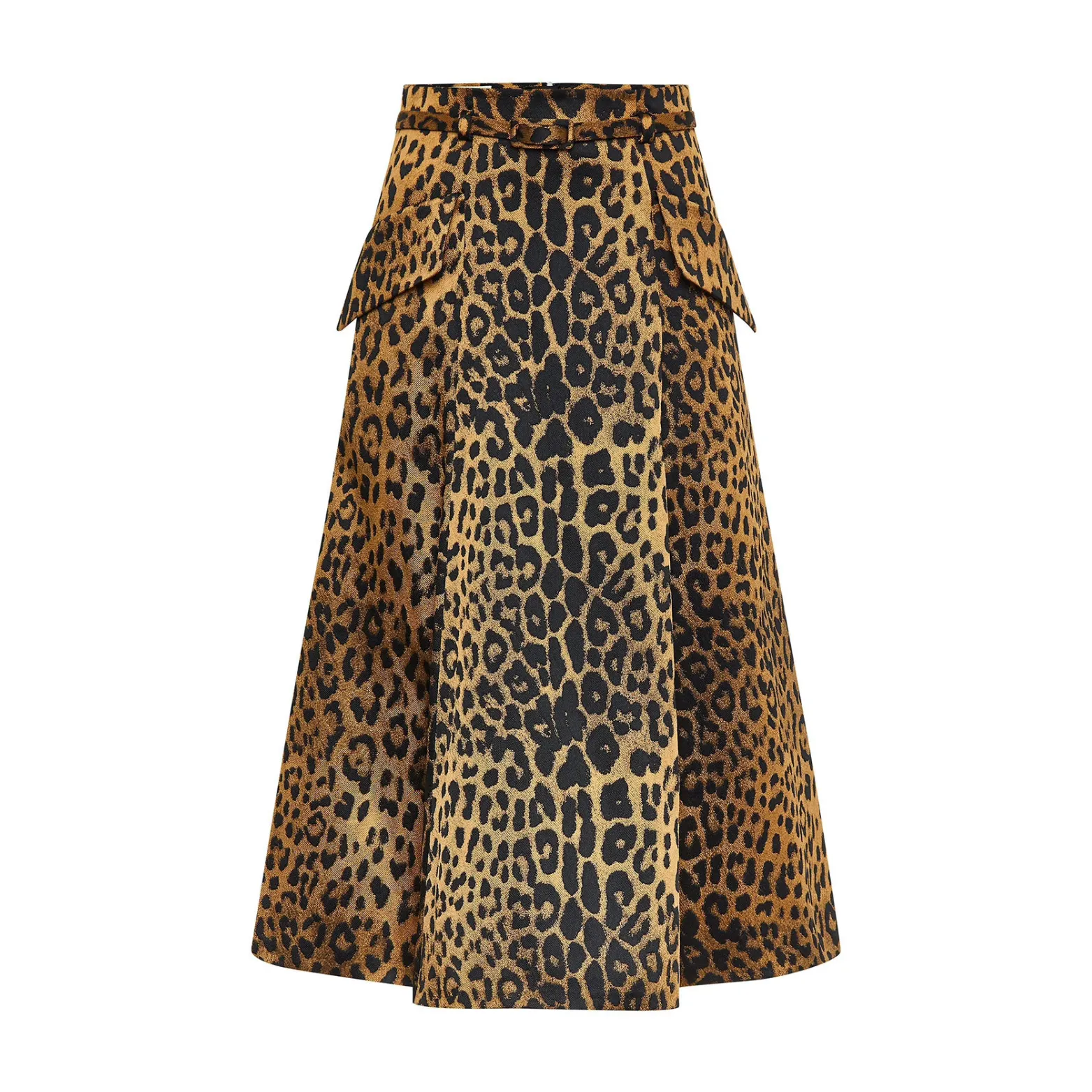 Belted Leopard Print Skirt