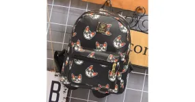 Black Cute Cartoon Cats Head Mini Backpack Bag