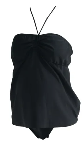 Black JW Japanese Weekend Maternity Halter Maternity Tankini Set (Like New - Size Medium)