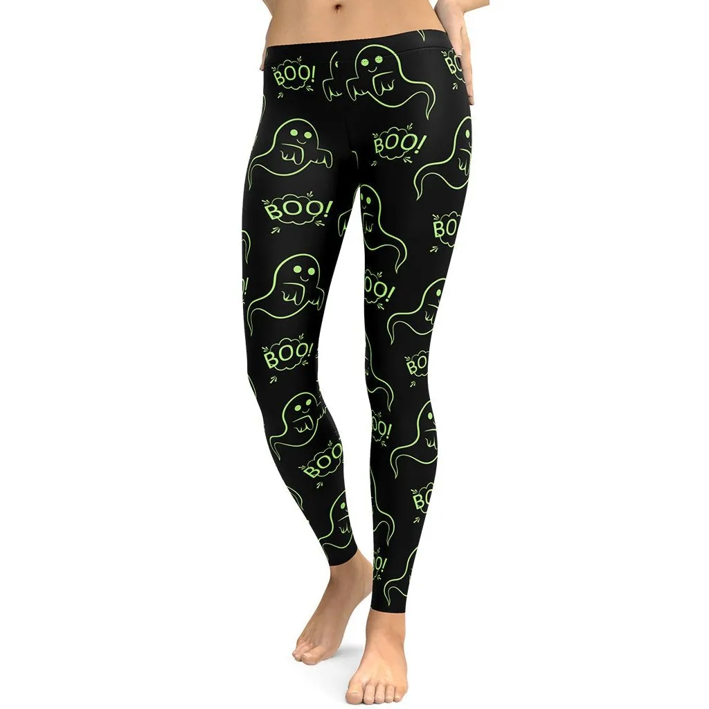 Boo Halloween Ghost Leggings