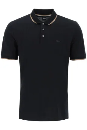 BOSS contrast trim parlay polo shirt