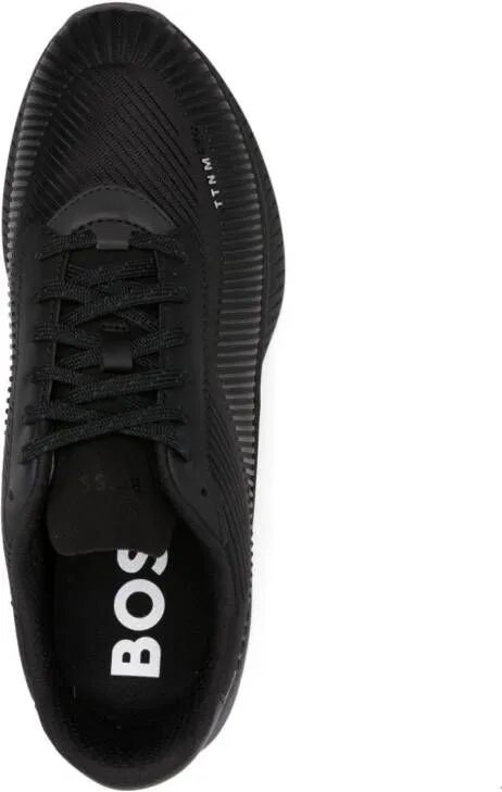 BOSS logo-plaque panelled sneakers Black