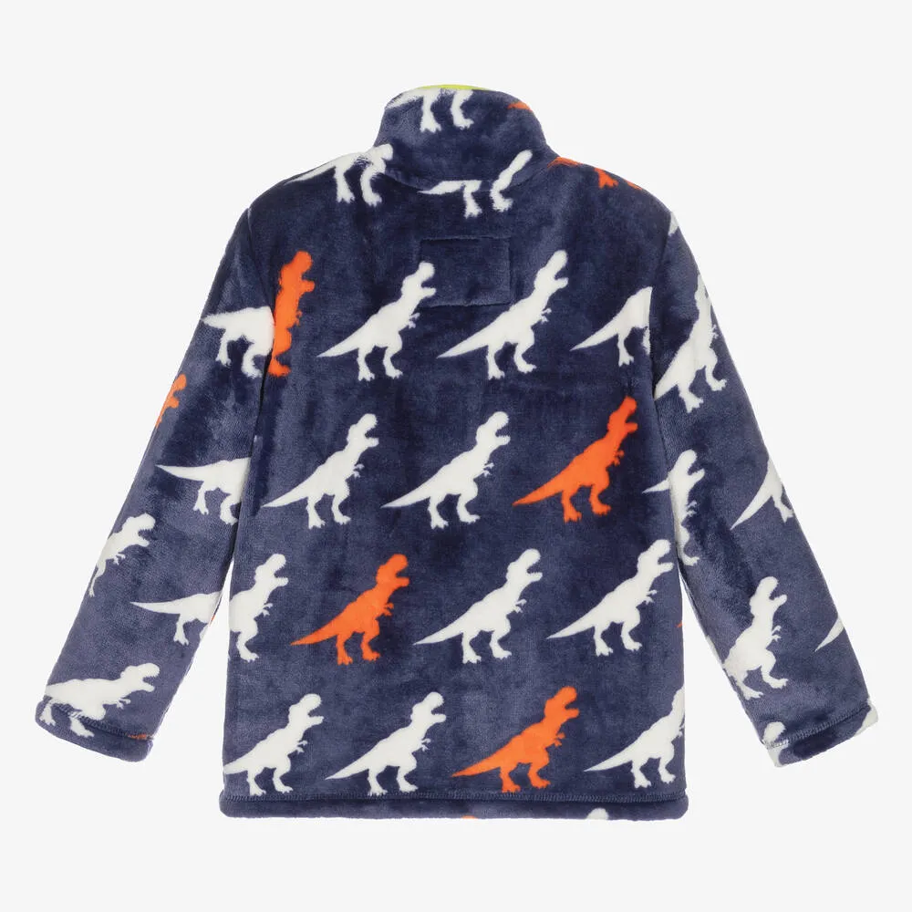 Boys Blue Fleece Dinosaur Zip-Up Top