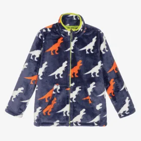 Boys Blue Fleece Dinosaur Zip-Up Top