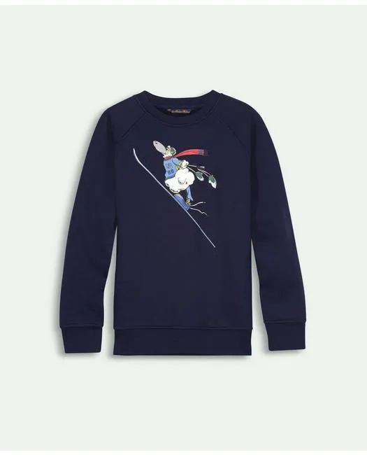 Brooks Brothers Boys Henry Ski Graphic Crewneck Sweatshirt Navy