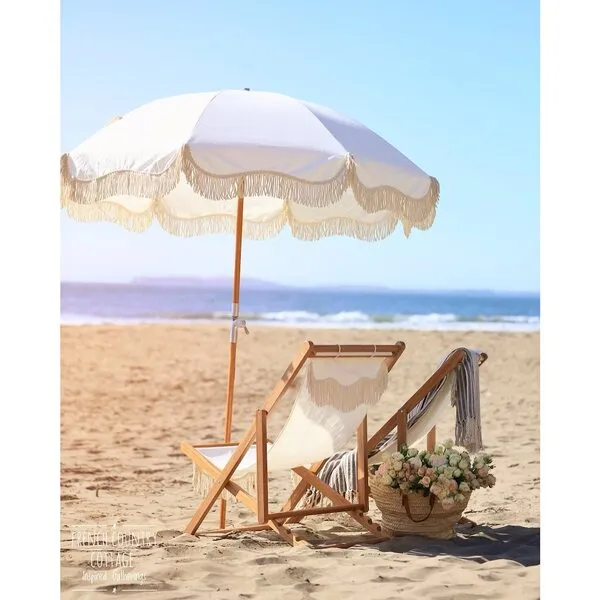 Business & Pleasure Co. Premium Beach Umbrella, Antique White