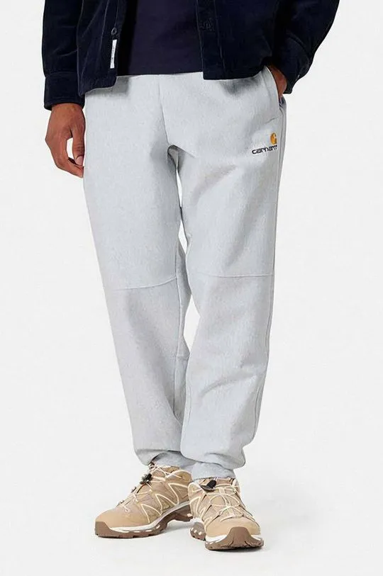 Carhartt WIP joggers American Script gray color