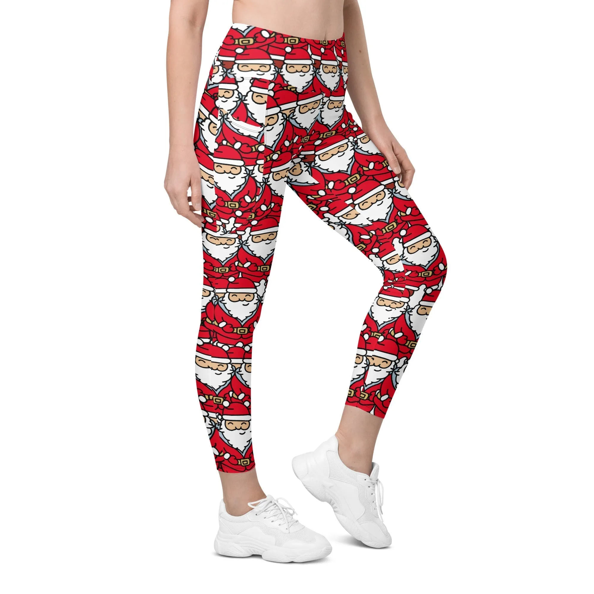 Cartoon Santa Leggings With Pockets