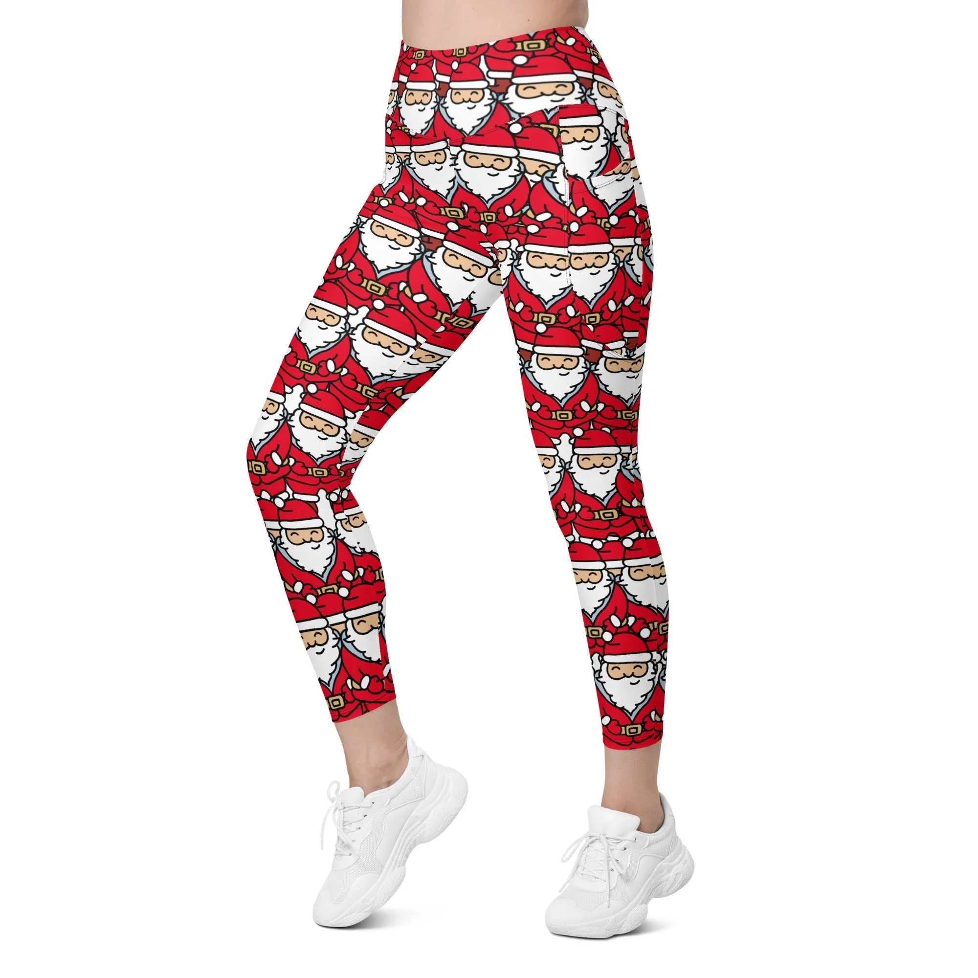 Cartoon Santa Leggings With Pockets