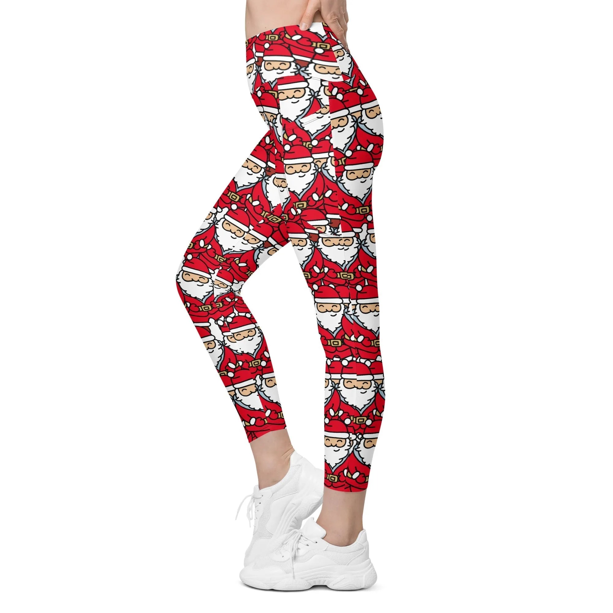 Cartoon Santa Leggings With Pockets