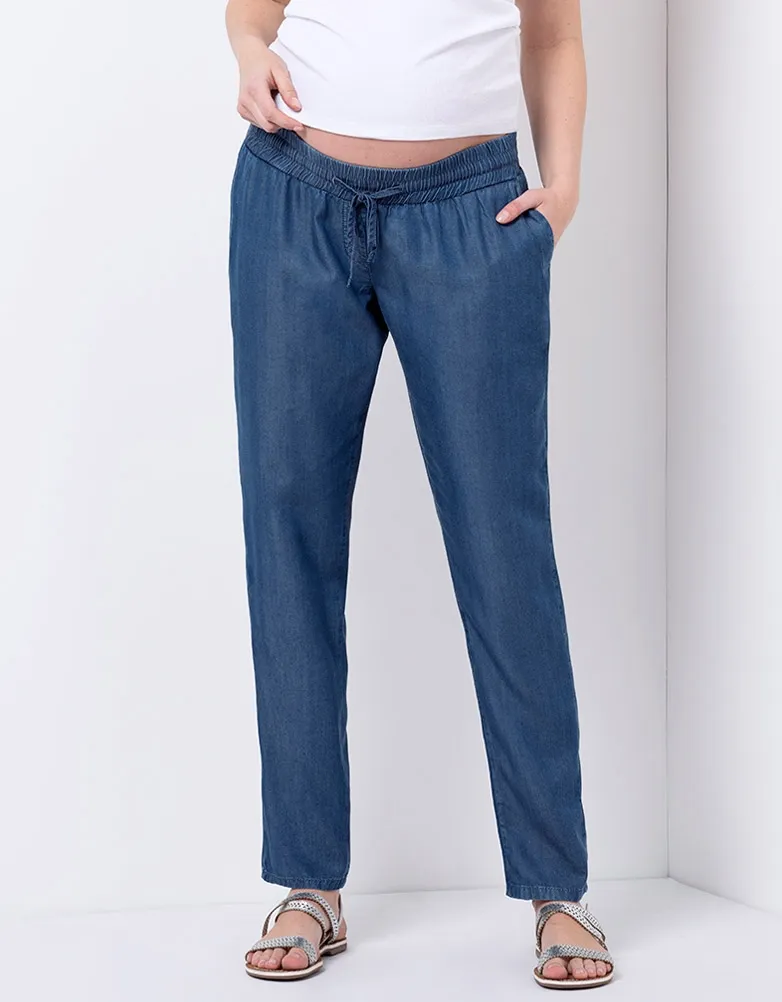 Chambray Denim Maternity Trousers