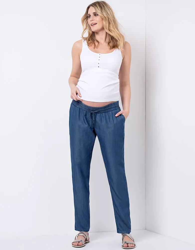 Chambray Denim Maternity Trousers