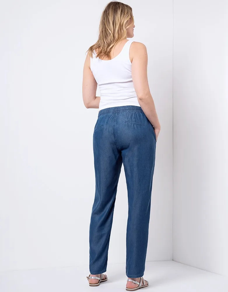 Chambray Denim Maternity Trousers