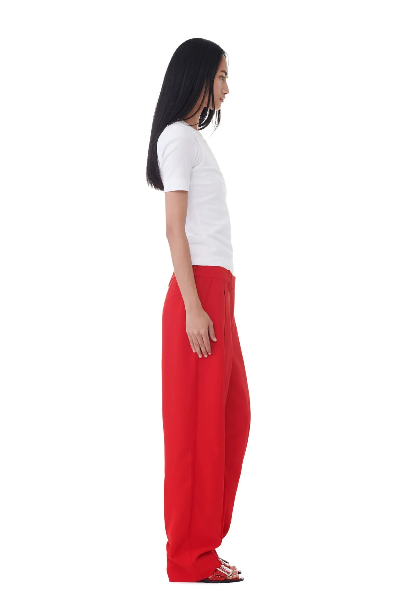 CHERRY RED TROUSERS - GANNI