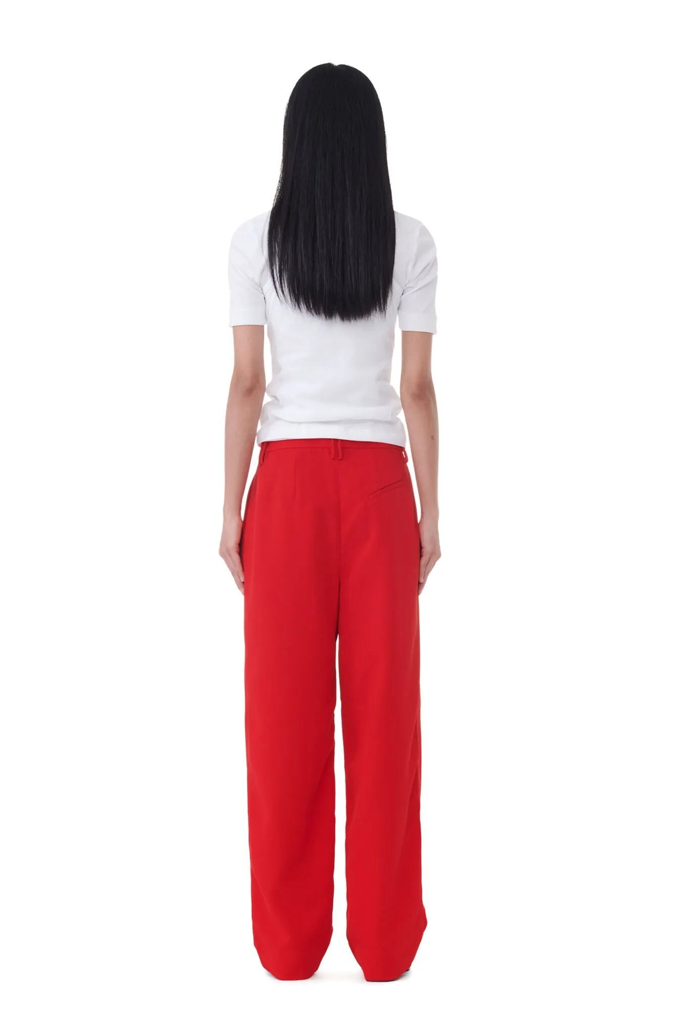 CHERRY RED TROUSERS - GANNI