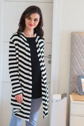 Chic Striped Cascading Maternity Cover Up