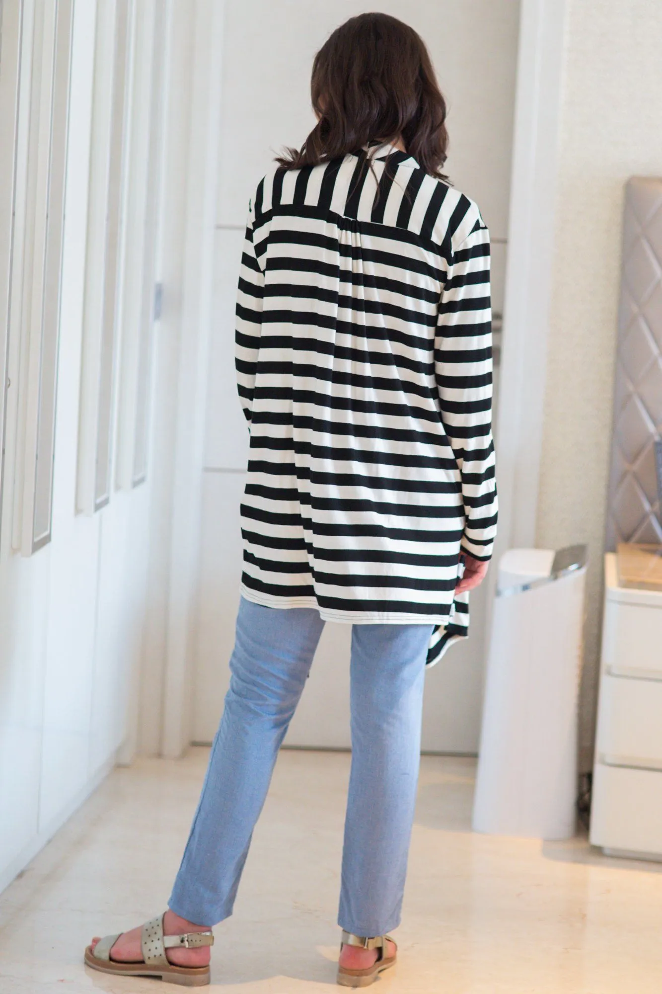 Chic Striped Cascading Maternity Cover Up