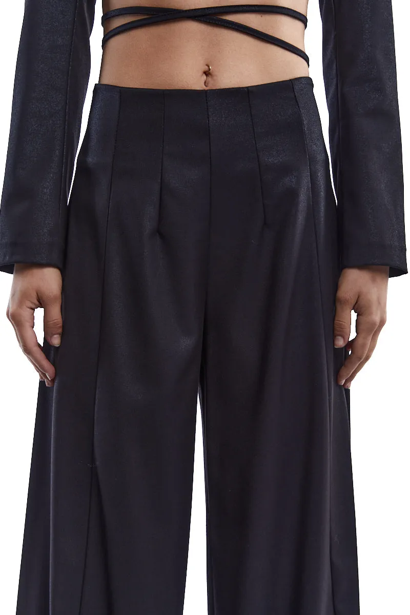 COATED FLARED OVER TROUSERS