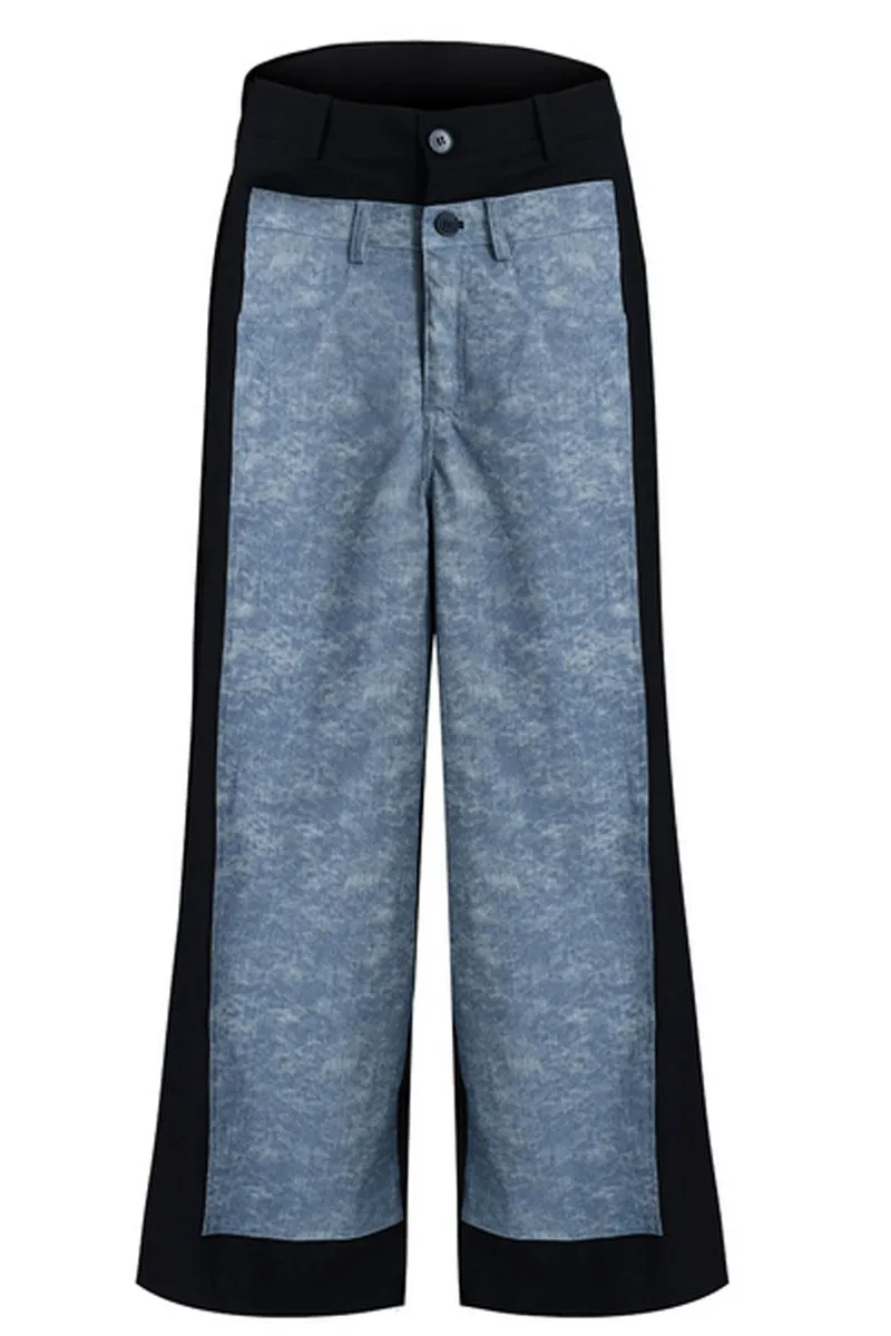 Colorblock Patchwork Denim Trousers