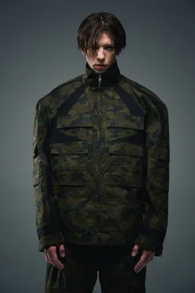 Contrast Camo Texture Cargo Jacket b