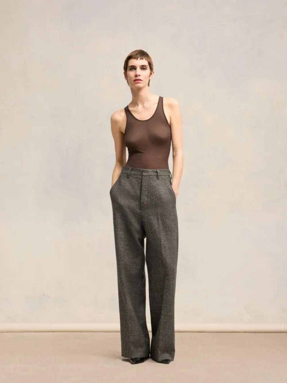 Dark Coffee Wide Fit Trousers