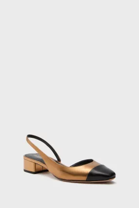 Dark Gold and Black Cecile Sling Back Flats