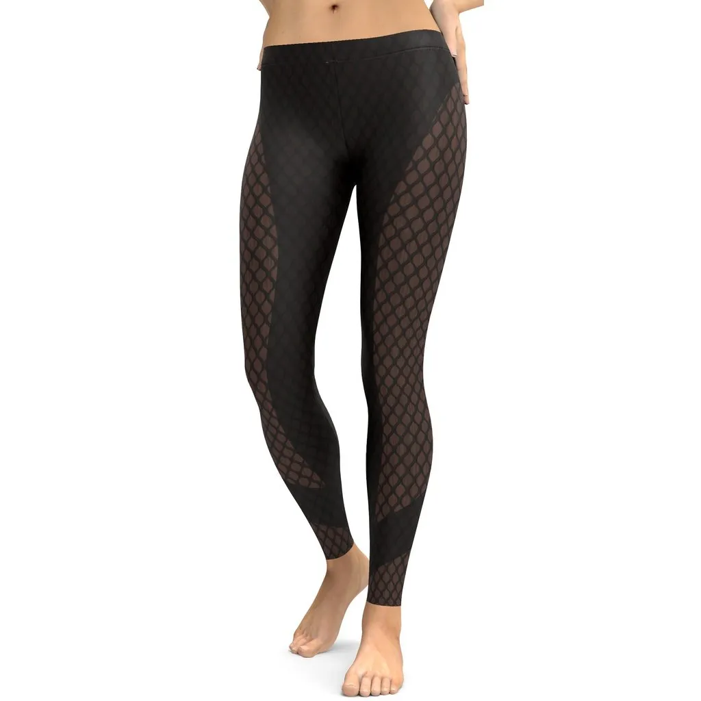 Dark Mesh Print Leggings