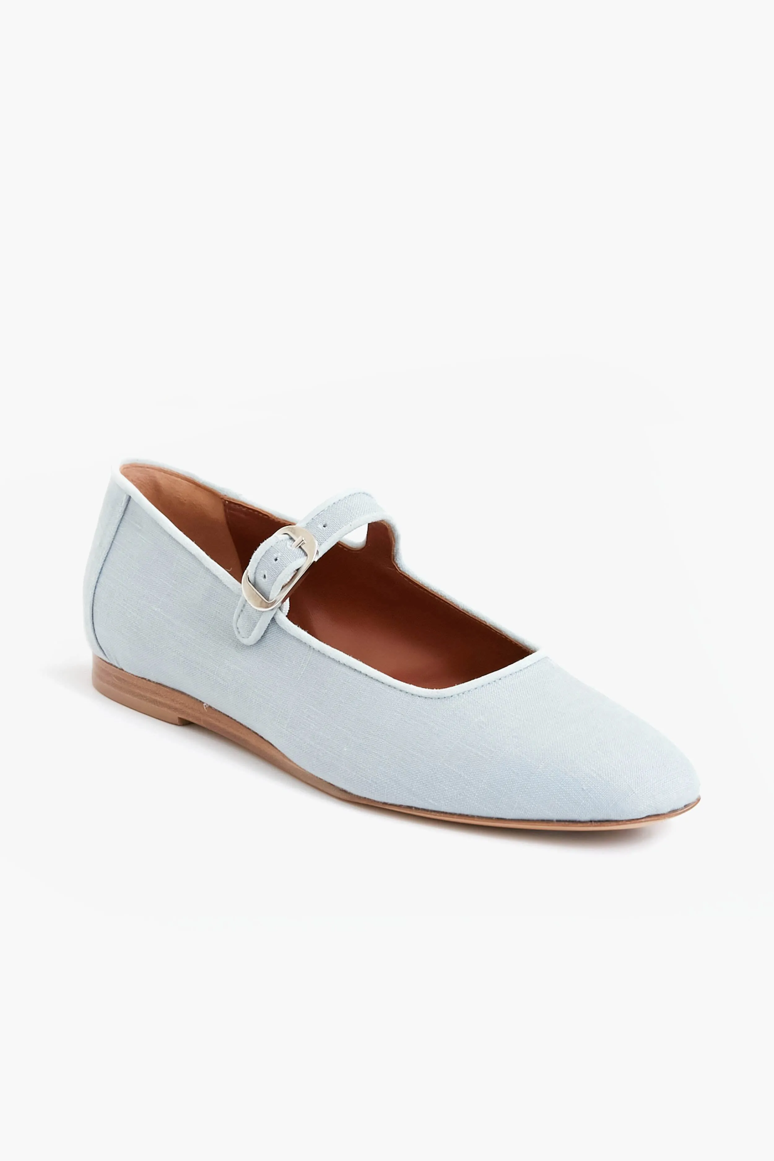 Denim Linen Suede Mary Jane Flats