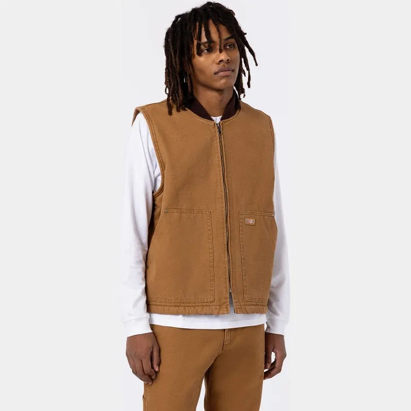 Dickies DUCK CANVAS VEST MAN STONE WASHED BROWN