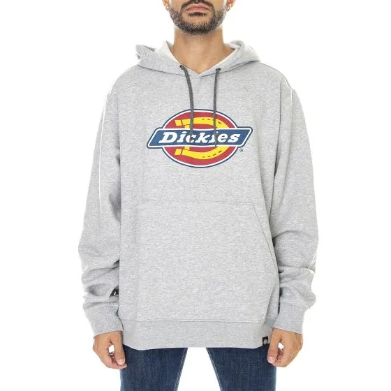 Dickies Mens Logo Graphic Fleece Hoodie Heather Grey Sweatshirt