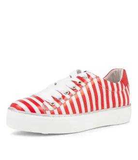 DJANGO & JULIETTE Finni White Red Stripe Leather Sneakers